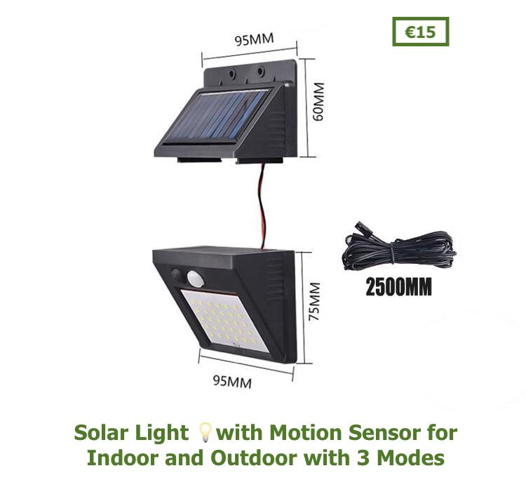 Lampe solaire 💡 avec détecteur de mouvement pour intérieur et extérieur avec 3 modes