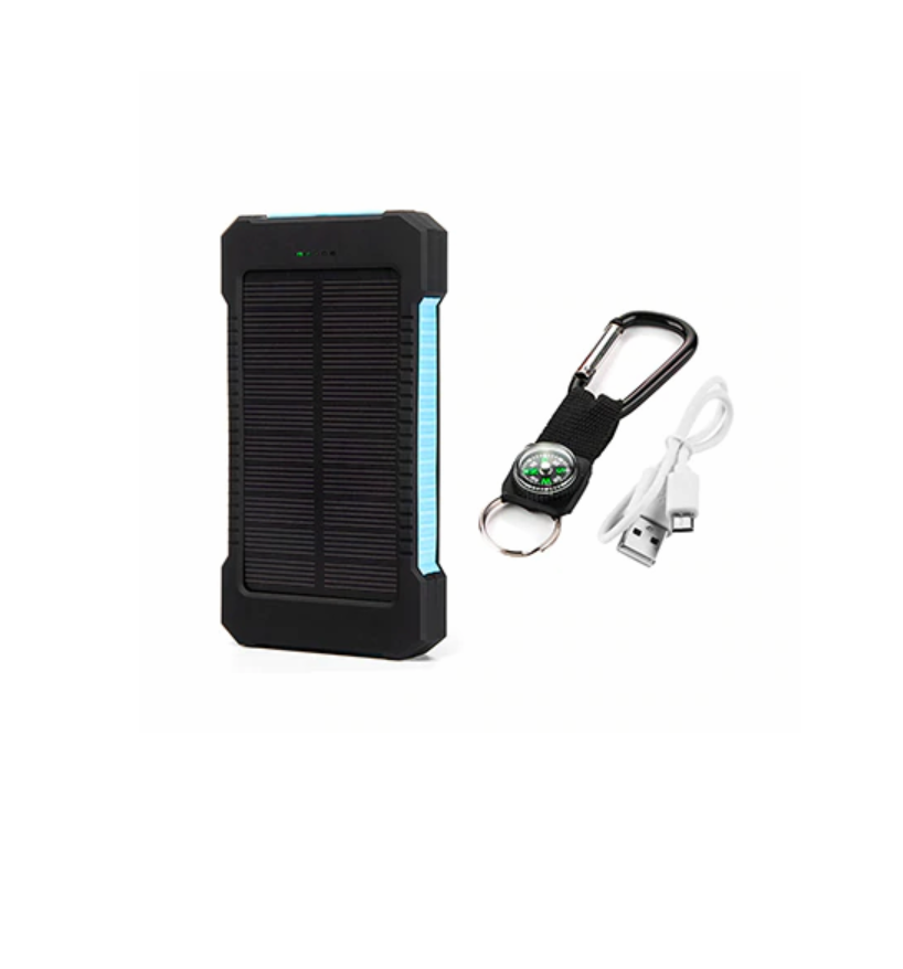 Batterie Solaire étanche 20000mAh/2 ports USB pour charger le téléphone et la lumière LED