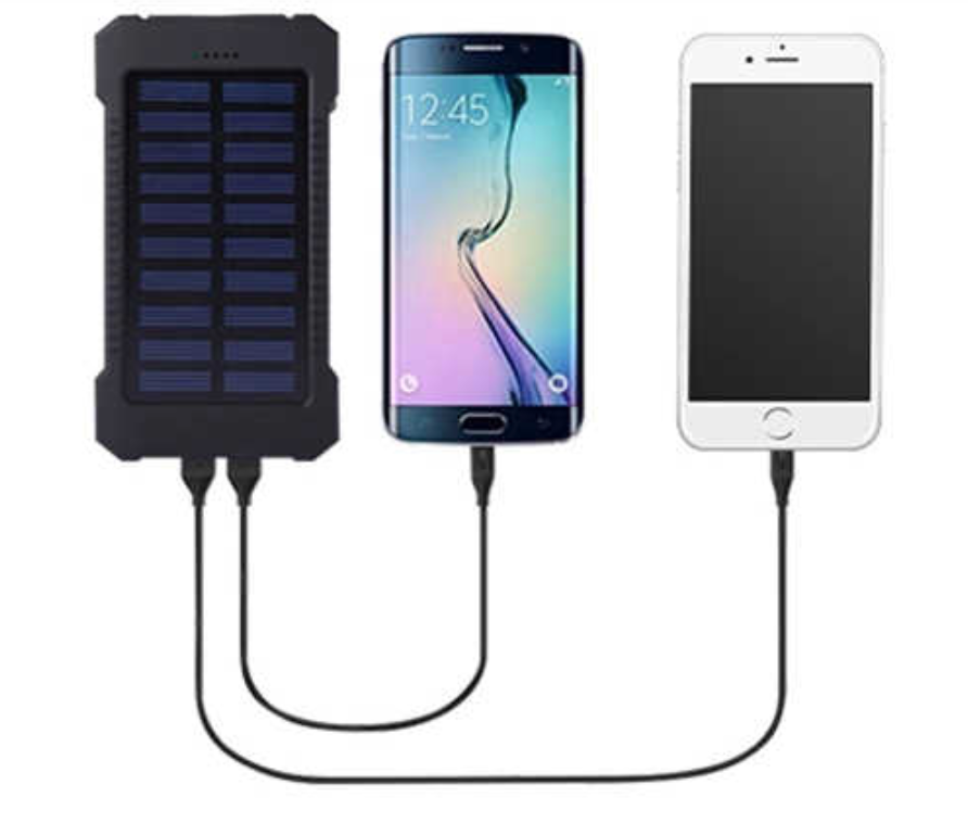 Solar Power Bank Waterproof 20000mAh /2 USB Ports to charge Phone & LED Light